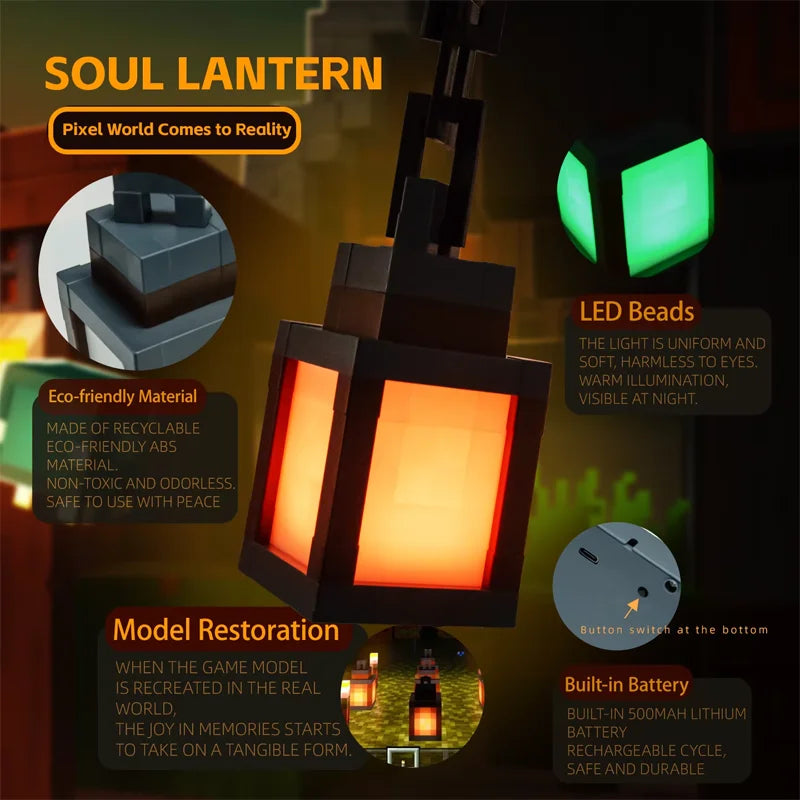 Pixel Style Night Light Portable Lantern Tabletop Ornament 16 Colors Lantern  Interior Decoration Festival Atmosphere Light DIY