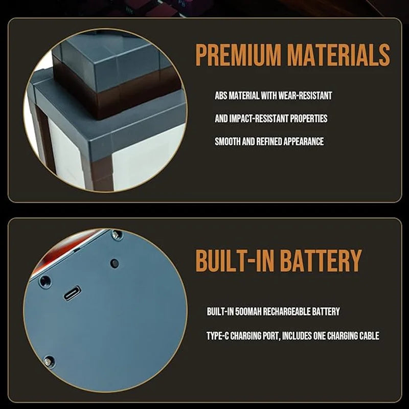 Pixel Style Night Light Portable Lantern Tabletop Ornament 16 Colors Lantern  Interior Decoration Festival Atmosphere Light DIY